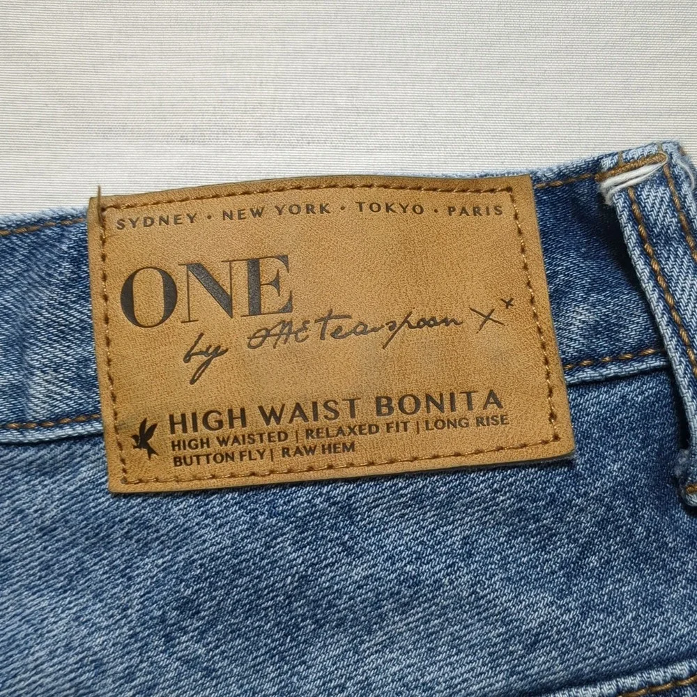 One Teaspoon High Waist Bonita Distressed Denim Shorts Blue Size 25 Button Fly